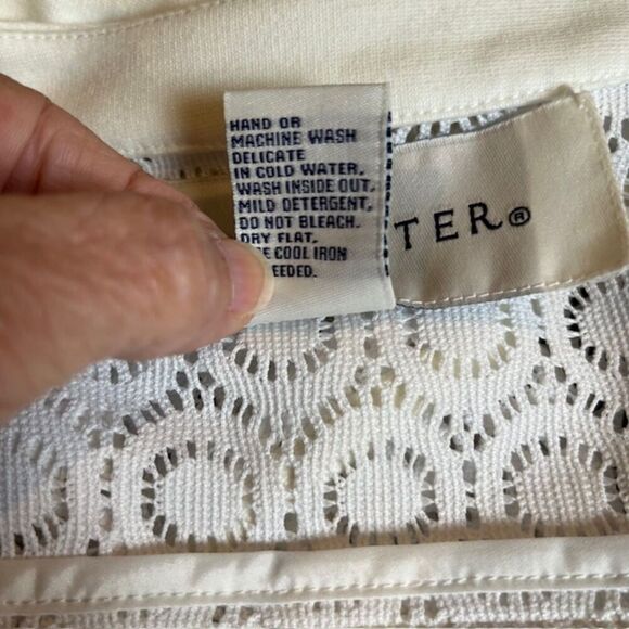 Doncaster White Sheer Lacy Crochet Look Zip Up Jacket Size 10 - Picture 6 of 11